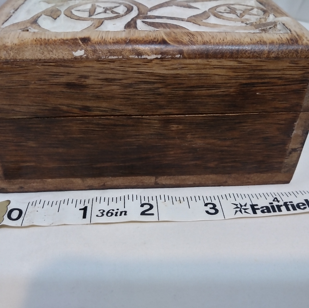 Wooden Keepsake Magic Storage Witchy Jewlery Spell Box Raven Pentagram Crow Vine - Picture 4 of 14